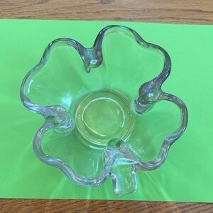 Shamrock Elegant Clear 4 Leaf Clover Thick Glass Bowl
